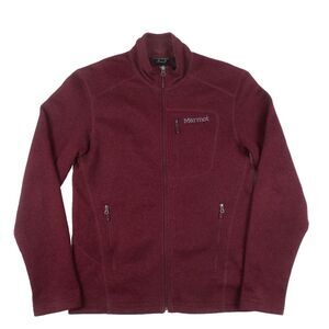 Marmot Drop Line Fleece Jacket Mens Small Red Lightweight Full Zip Outdoors Hike